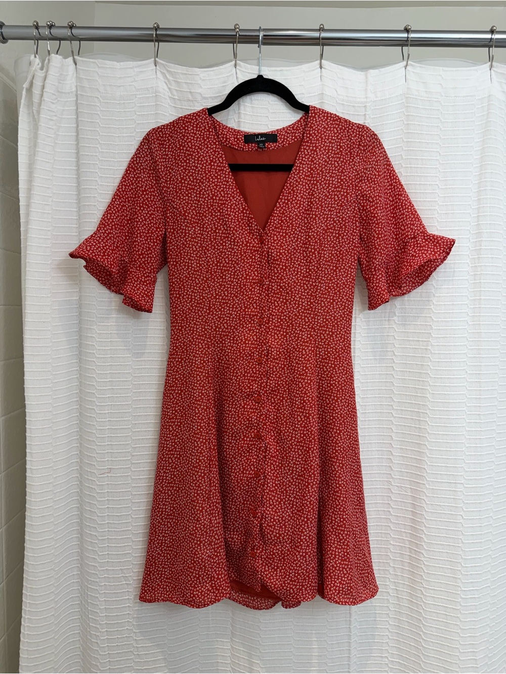 Lulus Castana Rust Red Print Button-up Dress - Size XS - Picture 6 of 6